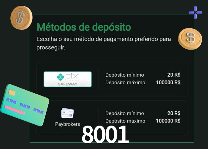 O cassino 8001 oferece uma grande variedade de métodos de pagamento